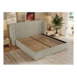 Łóżko tapicerowane EMORA CLASSIC 200x200 - materac pocket - beżowy, struktura