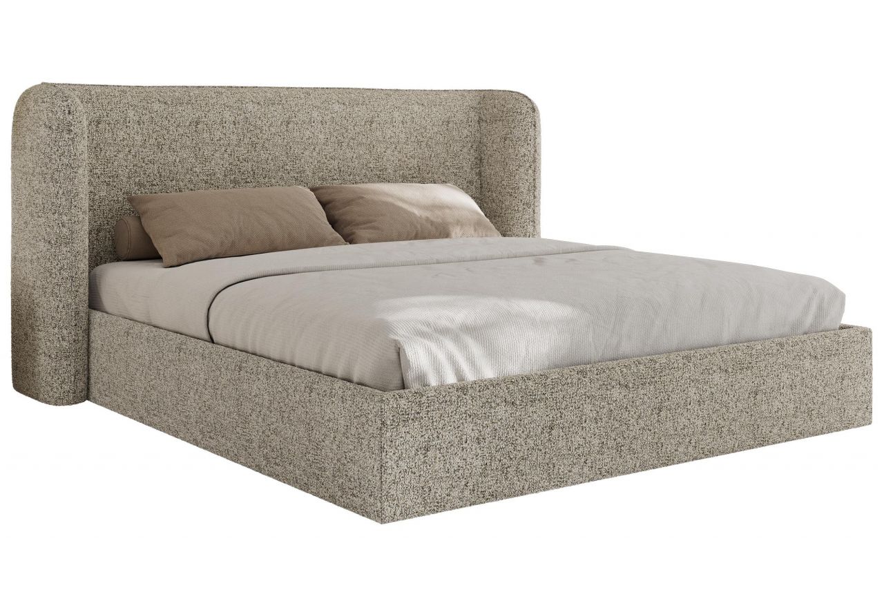 Łóżko tapicerowane EMORA CLASSIC 160x200 - materac multipocket - beżowy, struktura