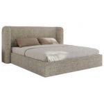 Łóżko tapicerowane EMORA CLASSIC 160x200 - materac multipocket - beżowy, struktura