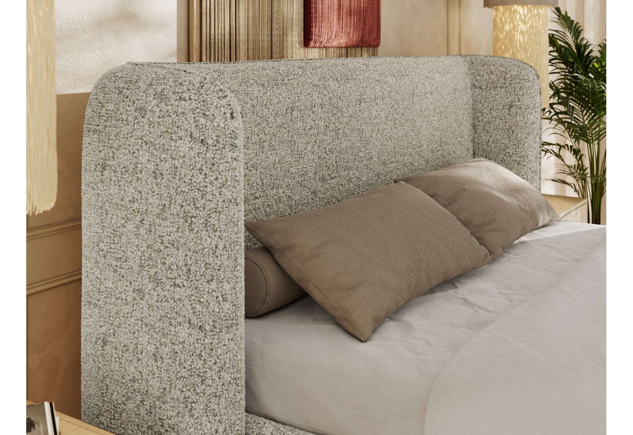 Łóżko tapicerowane EMORA CLASSIC 180x200 - materac multipocket - beżowy, struktura