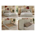 Łóżko tapicerowane EMORA CLASSIC 180x200 - materac multipocket - beżowy, struktura