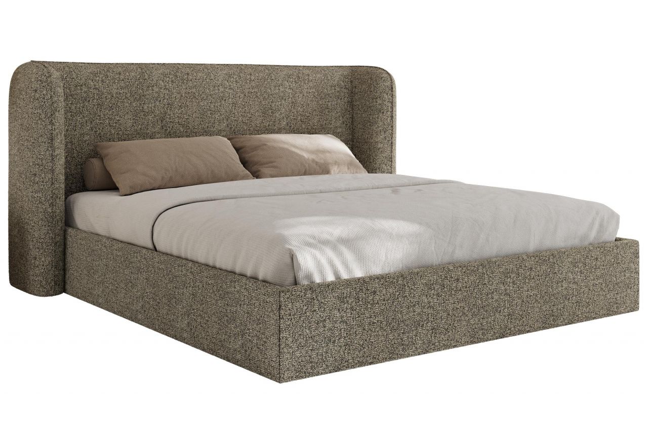 Łóżko tapicerowane EMORA CLASSIC 160x200 - materac pocket - szary, struktura