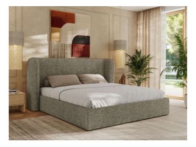 Łóżko tapicerowane EMORA CLASSIC 180x200 - materac pocket - szary, struktura