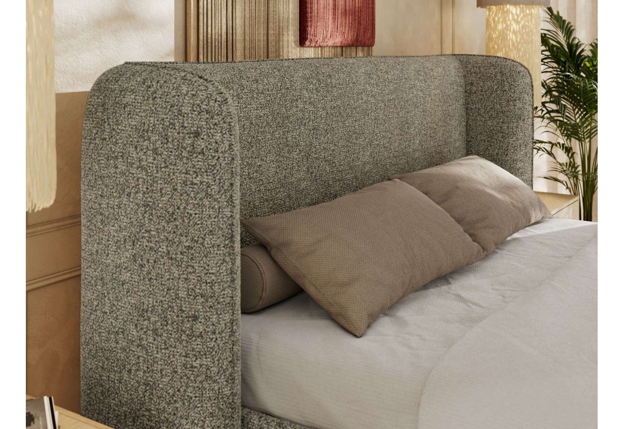 Łóżko tapicerowane EMORA CLASSIC 200x200 - materac pocket - szary, struktura