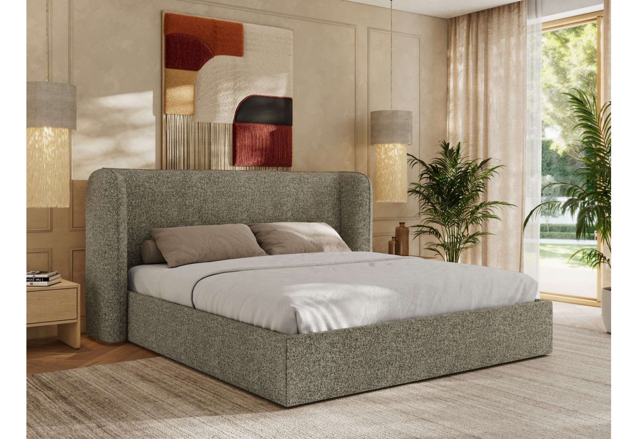 Łóżko tapicerowane EMORA CLASSIC 200x200 - materac multipocket - szary, struktura