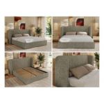 Łóżko tapicerowane EMORA CLASSIC 200x200 - materac multipocket - szary, struktura
