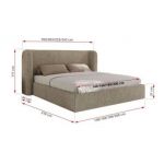 Łóżko tapicerowane EMORA CLASSIC 160x200 - materac pocket - ciemnobeżowy, struktura