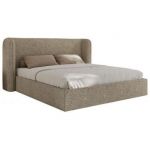 Łóżko tapicerowane EMORA CLASSIC 180x200 - materac pocket - ciemnobeżowy, struktura