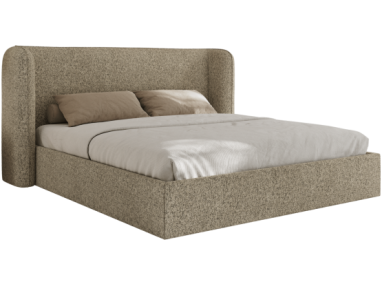 Łóżko tapicerowane EMORA CLASSIC 200x200 - materac pocket - ciemnobeżowy, struktura