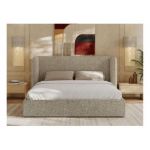 Łóżko tapicerowane EMORA CLASSIC 180x200 - materac multipocket - ciemnobeżowy, struktura