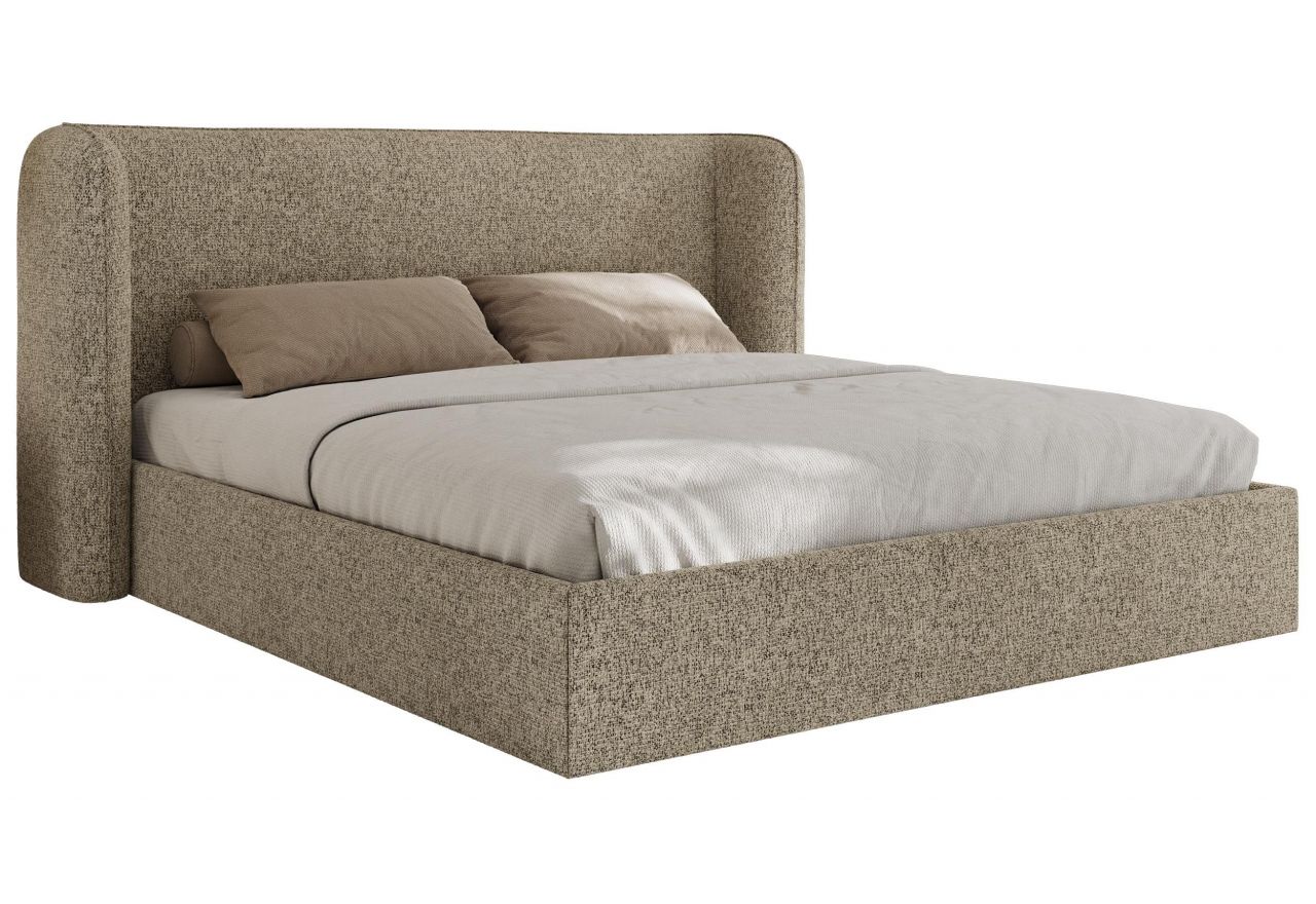 Łóżko tapicerowane EMORA CLASSIC 180x200 - materac multipocket - ciemnobeżowy, struktura