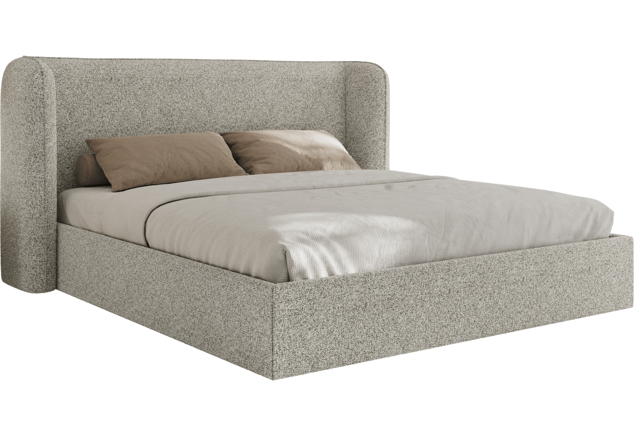 Łóżko tapicerowane EMORA CLASSIC 180x200 - materac piankowy - jasnoszary, struktura