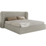 Łóżko tapicerowane EMORA CLASSIC 200x200 - materac piankowy - jasnoszary, struktura