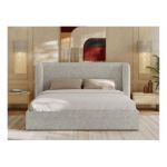 Łóżko tapicerowane EMORA CLASSIC 200x200 - materac piankowy - jasnoszary, struktura