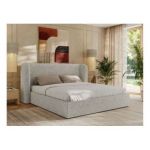 Łóżko tapicerowane EMORA CLASSIC 180x200 - materac pocket - jasnoszary, struktura