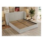 Łóżko tapicerowane EMORA CLASSIC 140x200 - materac multipocket - jasnoszary, struktura