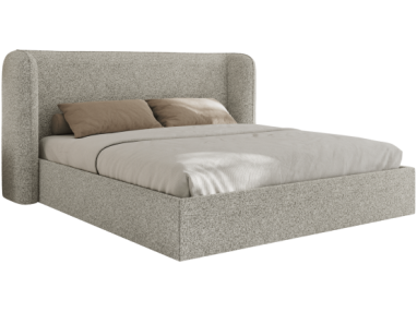 Łóżko tapicerowane EMORA CLASSIC 160x200 - materac multipocket - jasnoszary, struktura