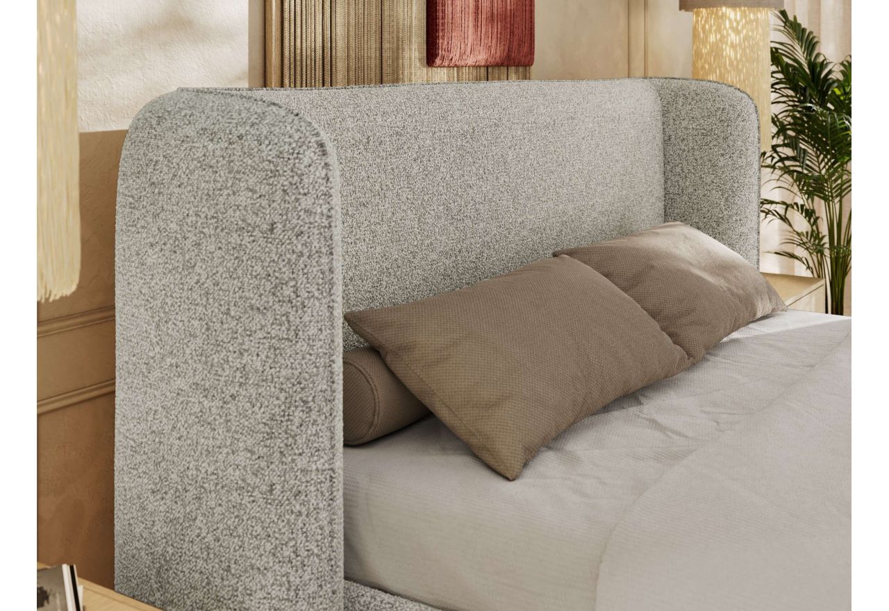 Łóżko tapicerowane EMORA CLASSIC 180x200 - materac multipocket - jasnoszary, struktura