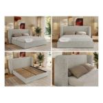Łóżko tapicerowane EMORA CLASSIC 180x200 - materac multipocket - jasnoszary, struktura