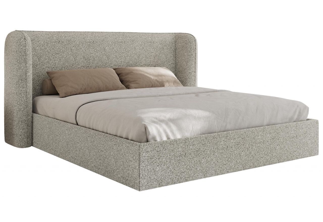 Łóżko tapicerowane EMORA CLASSIC 180x200 - materac multipocket - jasnoszary, struktura
