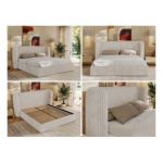 Łóżko tapicerowane EMORA CLASSIC 180x200 - materac piankowy - beżowy, sztruks