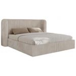 Łóżko tapicerowane EMORA CLASSIC 160x200 - materac pocket - beżowy, sztruks