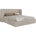 Łóżko tapicerowane EMORA CLASSIC 200x200 - materac pocket - beżowy, sztruks