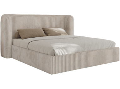 Łóżko tapicerowane EMORA CLASSIC 200x200 - materac multipocket - beżowy, sztruks