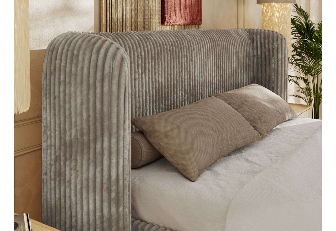 Łóżko tapicerowane EMORA CLASSIC 180x200 - materac piankowy - jansobrązowy, sztruks