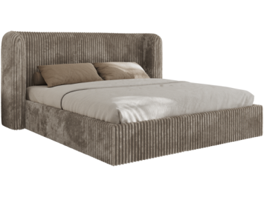 Łóżko tapicerowane EMORA CLASSIC 200x200 - materac piankowy - jansobrązowy, sztruks