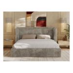 Łóżko tapicerowane EMORA CLASSIC 200x200 - materac pocket - jansobrązowy, sztruks