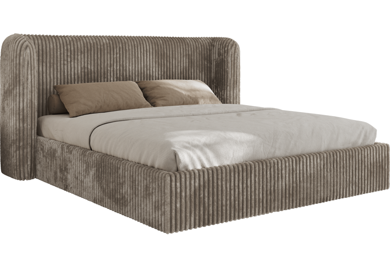 Łóżko tapicerowane EMORA CLASSIC 180x200 - materac multipocket - jansobrązowy, sztruks