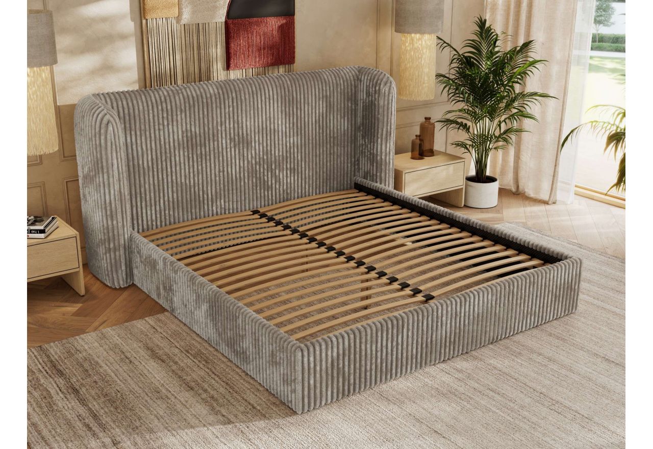 Łóżko tapicerowane EMORA CLASSIC 180x200 - materac multipocket - jansobrązowy, sztruks