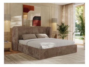 Łóżko tapicerowane EMORA CLASSIC 180x200 - brązowy, sztruks