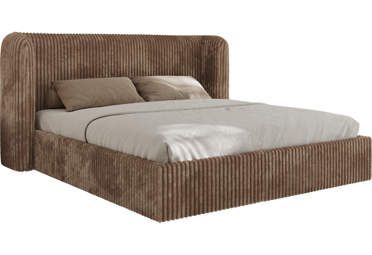 Łóżko tapicerowane EMORA CLASSIC 200x200 - brązowy, sztruks