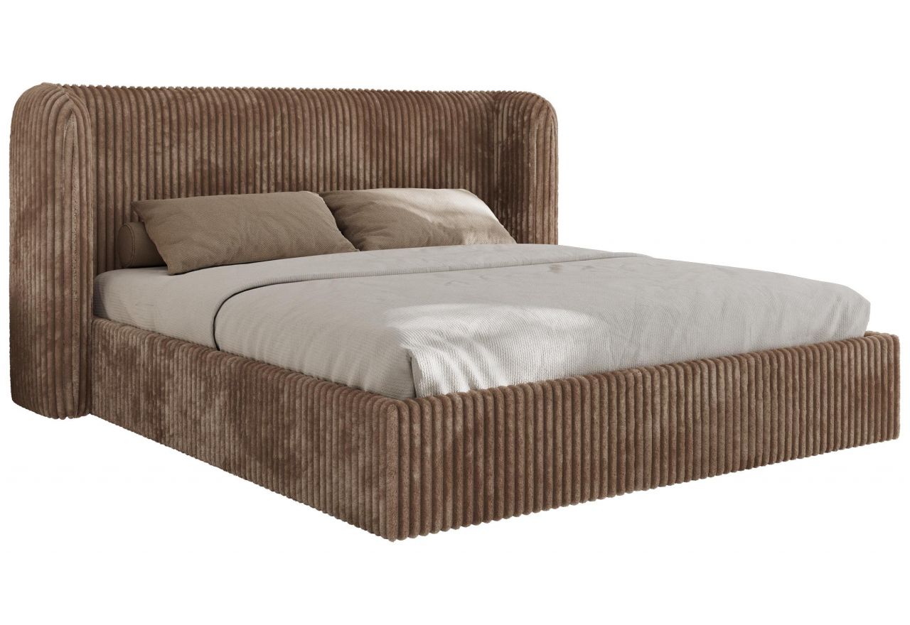 Łóżko tapicerowane EMORA CLASSIC 180x200 - materac piankowy - brązowy, sztruks