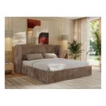 Łóżko tapicerowane EMORA CLASSIC 160x200 - materac pocket - brązowy, sztruks