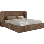 Łóżko tapicerowane EMORA CLASSIC 160x200 - materac pocket - brązowy, sztruks