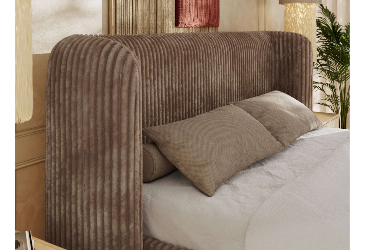 Łóżko tapicerowane EMORA CLASSIC 180x200 - materac pocket - brązowy, sztruks