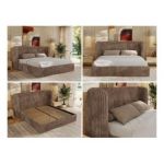 Łóżko tapicerowane EMORA CLASSIC 140x200 - materac multipocket - brązowy, sztruks