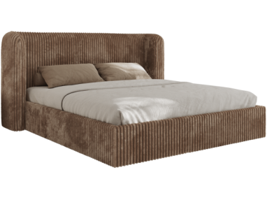 Łóżko tapicerowane EMORA CLASSIC 180x200 - materac multipocket - brązowy, sztruks