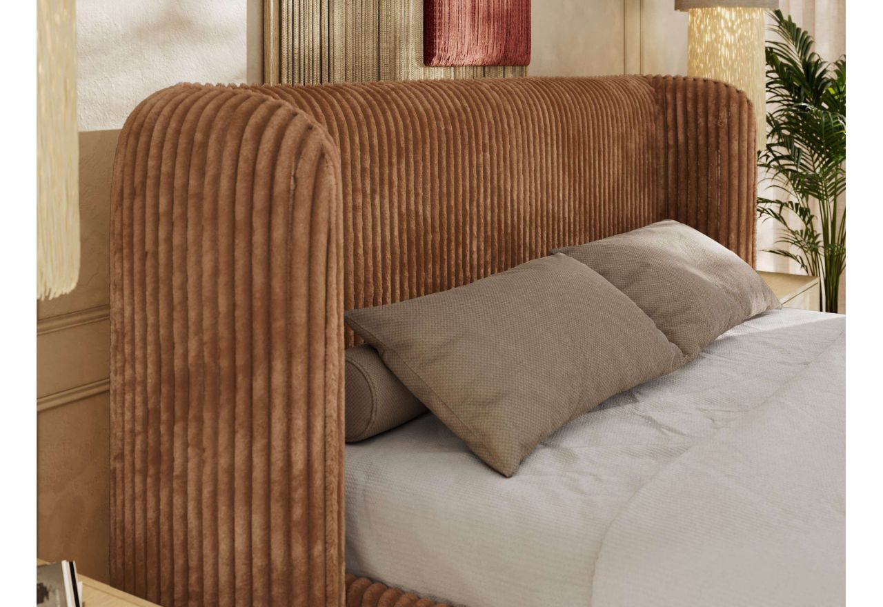 Łóżko tapicerowane EMORA CLASSIC 200x200 - pomarańczowy, sztruks