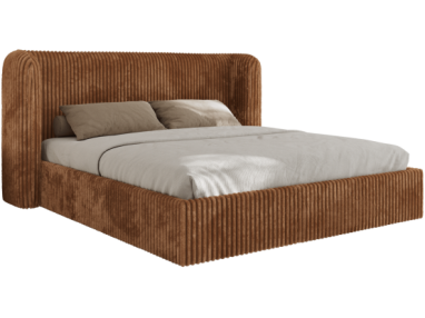 Łóżko tapicerowane EMORA CLASSIC 160x200 - materac pocket - pomarańczowy, sztruks