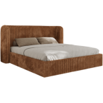 Łóżko tapicerowane EMORA CLASSIC 200x200 - materac pocket - pomarańczowy, sztruks