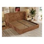 Łóżko tapicerowane EMORA CLASSIC 160x200 - materac multipocket - pomarańczowy, sztruks