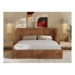 Łóżko tapicerowane EMORA CLASSIC 180x200 - materac multipocket - pomarańczowy, sztruks