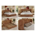 Łóżko tapicerowane EMORA CLASSIC 200x200 - materac multipocket - pomarańczowy, sztruks