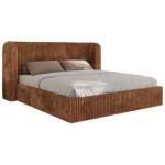 Łóżko tapicerowane EMORA CLASSIC 200x200 - materac multipocket - pomarańczowy, sztruks