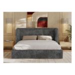 Łóżko tapicerowane EMORA CLASSIC 180x200 - materac piankowy - szary, sztruks