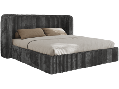 Łóżko tapicerowane EMORA CLASSIC 200x200 - materac piankowy - szary, sztruks